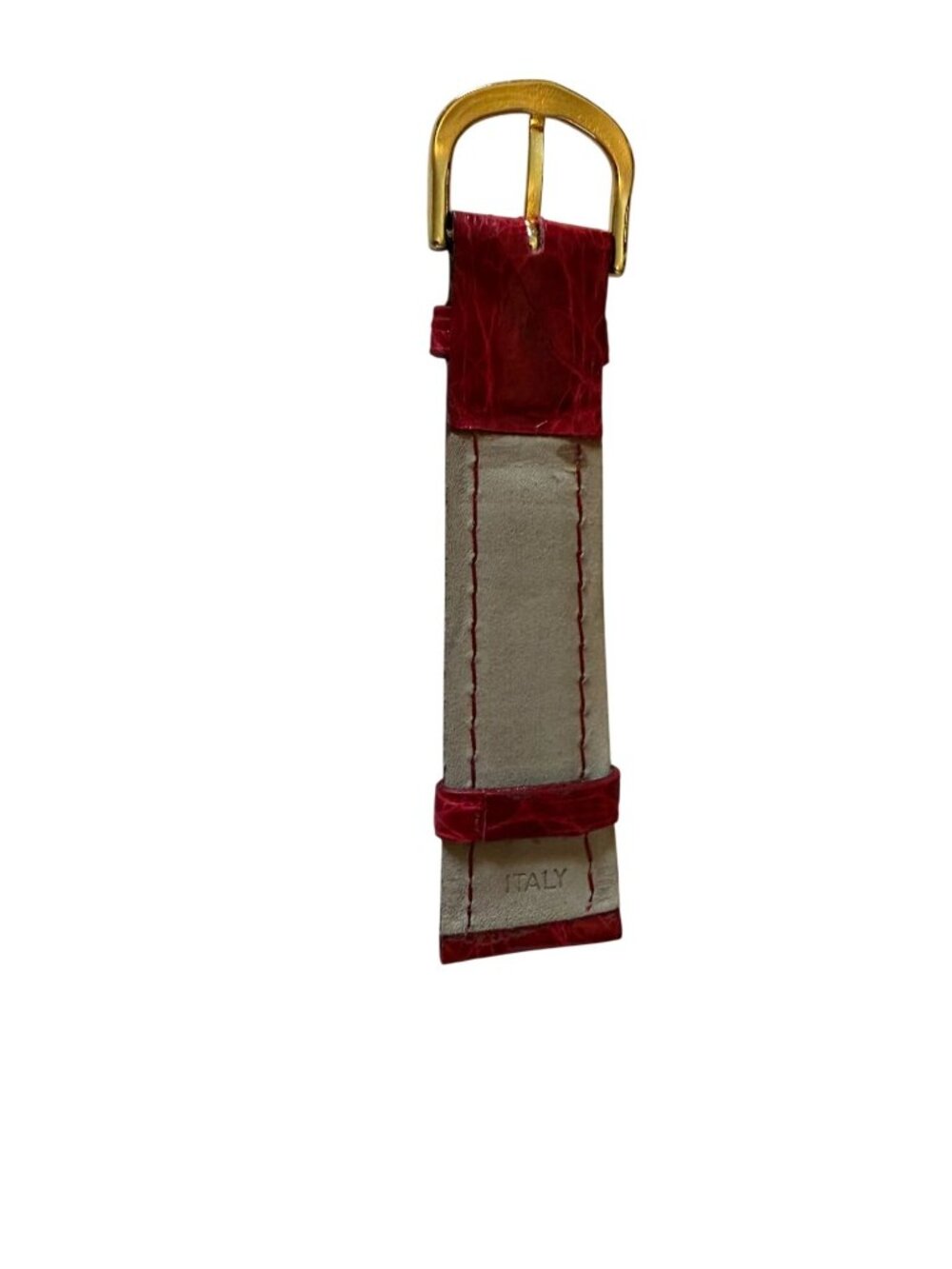 Vintage Genuine Leather Red Watch Strap 11/16" Gold Buckle Italy Signed - Picture 6 of 7